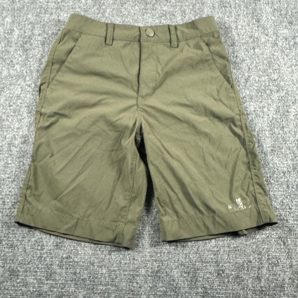 The North Face Boys L 14/16 Olive Green Hiking Shorts Stretch Nylon Zip Pocket
